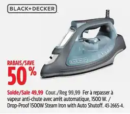 Canadian Tire Drop-Proof 1500W Steam Iron with Auto Shutoff offer