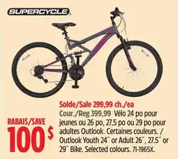 Canadian Tire Supercycle Outlook Youth 24˝ or Adult 26˝, 27.5˝ or 29˝ Bike offer