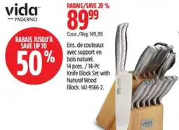 Canadian Tire Paderno 14-Pc Knife Block Set with Natural Wood Block offer