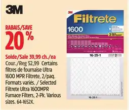 Canadian Tire 3M Selected Filtrete Ultra 1600MPR Furnace Filters offer