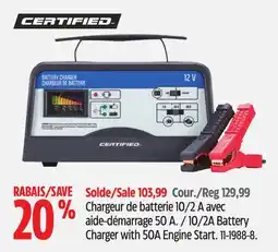 Canadian Tire 10/2A Battery Charger with 50A Engine Start offer