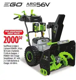 Canadian Tire POWER* 2-stage Snowblower, 24 with 2 x 7.5Ah Batteries & Charger offer