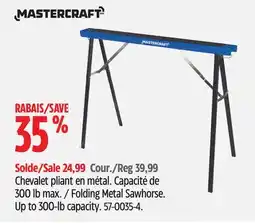 Canadian Tire MASTERCRAFT Folding Metal Sawhorse. Up to 300-lb capacity offer