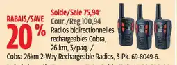 Canadian Tire Cobra 26km 2-Way Rechargeable Radios, 3-Pk offer