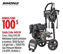 Canadian Tire Simoniz Platinum 3050 PSI Gas Pressure Washer offer