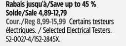 Canadian Tire Selected Electrical Testers offer