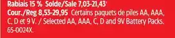 Canadian Tire Duracell Selected AA, AAA, C, D and 9V Battery Packs offer