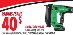 Canadian Tire 18V Brad Nailer offer