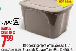 Canadian Tire Stackable Storage Tote, 63L offer