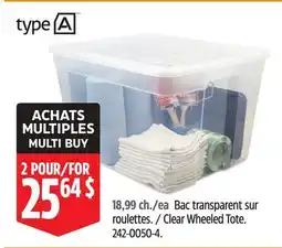 Canadian Tire TYPE A Clear Wheeled Tote offer