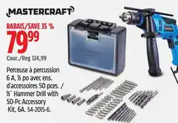 Canadian Tire MASTERCRAFT 1⁄2˝ Hammer Drill with 50-Pc Accessory Kit offer