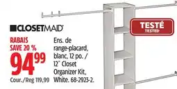 Canadian Tire 12˝ Closet Organizer Kit, White offer