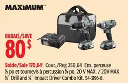 Canadian Tire 20V MAX 1⁄2˝ Drill and 1⁄4˝ Impact Driver Combo Kit offer