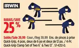 Canadian Tire 4-PC Quick-Grip Clamp Set of Two 6 & Two 12 offer