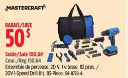 Canadian Tire 20V 1-Speed Drill Kit, 83-Piece offer