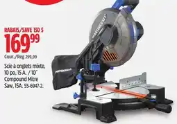 Canadian Tire mastercraft 10˝ Compound Mitre Saw, 15A offer