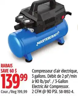 Canadian Tire 3-Gallon Electric Air Compressor. 2 CFM @ 90 PSI offer