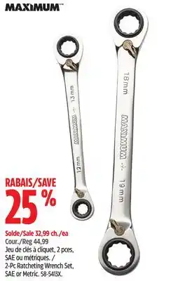 Canadian Tire 2-Pc Ratcheting Wrench Set, SAE or Metric offer