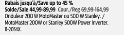 Canadian Tire Onduleur 200 W MotoMaster ou 500 W Stanley offer