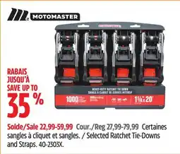 Canadian Tire Selected Ratchet Tie-Downs and Straps offer