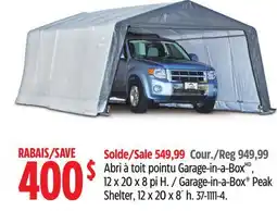 Canadian Tire Garage-in-a-Box Peak Shelter, 12 x 20 x 8´ h offer