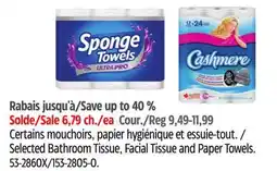 Canadian Tire Cashmere Selected Bathroom Tissue, Facial Tissue and Paper Towels offer