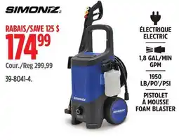 Canadian Tire SIMONIZ 1950 PSI 1.8 GPM Wheeled Electric Pressure Washer with Foam Blaster offer