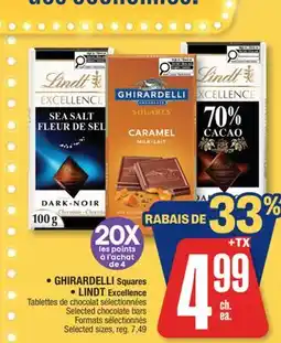 Jean Coutu • GHIRARDELLI Squares • LINDT Excellence Selected chocolate bars offer