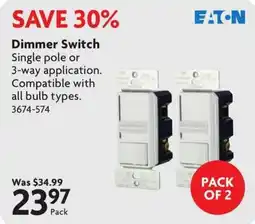 Home Hardware Eaton dimmer switch offer