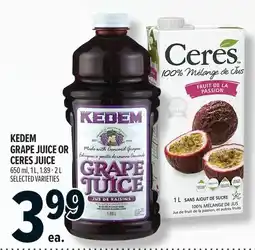 Metro Kedem grape juice or Ceres juice offer