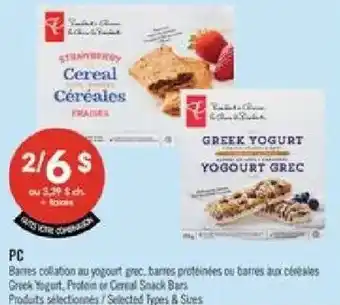 PC Greek Yogurt Protein or Cereal Snack Bars