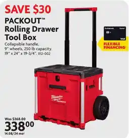 Home Hardware Milwaukee Packout Rolling Drawer Tool Box offer