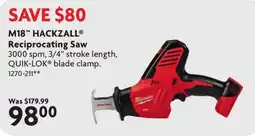 Home Hardware Milwaukee M18 HACKZALL Reciprocating Saw offer