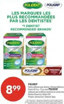 Pharmaprix Poligrip denture adhesive cream and polident denture cleansing tablets offer
