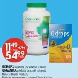Pharmaprix Ddrops Vitamin D / Vitamin D ou/ou Organika produits de santé naturels offer