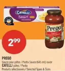 Pharmaprix Prego pasta sauce / Catelli pasta offer