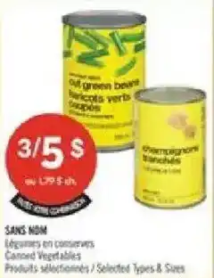Pharmaprix No Name canned vegetables offer
