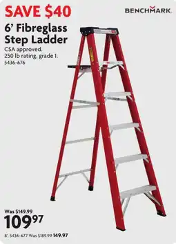 Home Hardware Benchmark 6' Fibreglass Step Ladder offer