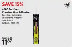 Home Hardware Dap 4000 subfloor construction adhesive offer