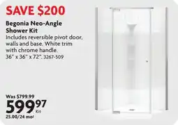 Home Hardware Begonia Neo-Angle Shower Kit offer