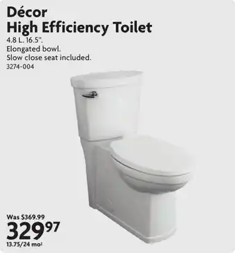 Home Hardware Décor High Efficiency Toilet offer