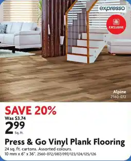 Home Hardware Expresso Press & Go Vinyl Plank Flooring offer