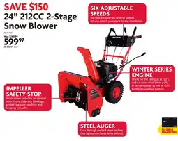 Home Hardware BenchMark 24" 212CC 2-Stage Snow Blower offer