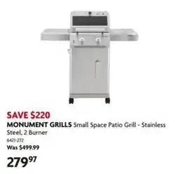 Home Hardware Monument Grills Small Space Patio Grill - Stainless Steel, 2 Burner offer