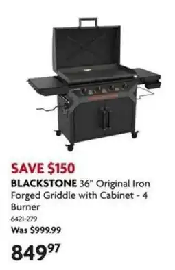 Home Hardware Blackstone 36" Original Iron Forged Griddle with Cabinet - 4 Burner offer