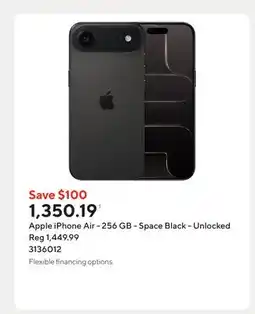 Staples Apple iPhone Air - 256 GB - Space Black - Unlocked offer
