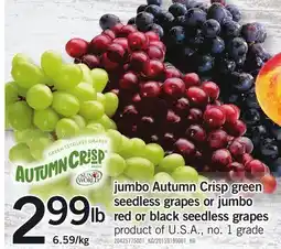 Loblaws JUMBO AUTUMN CRISP GREEN SEEDLESS GRAPES OR JUMBO RED OR BLACK SEEDLESS GRAPES offer