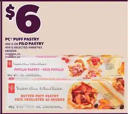 Loblaws PC PUFF PASTRY, 450 G OR FILLO PASTRY, 454 G offer