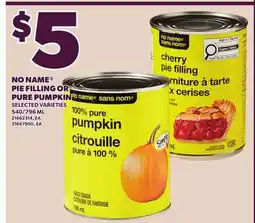 Loblaws NO NAME PIE FILLING OR PURE PUMPKIN, 540/795 ML offer