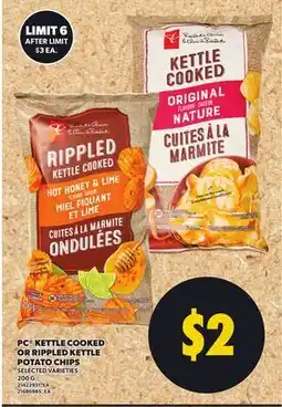 Loblaws PC KETTLE COOKED OR RIPPLED KETTLE COOKED POTATO CHIPS offer